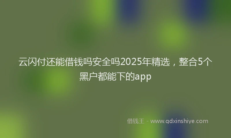 云闪付还能借钱吗安全吗2025年精选，整合5个黑户都能下的app