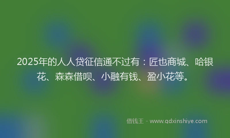 2025年的人人贷征信通不过有：匠也商城、哈银花、森森借呗、小融有钱、盈小花等。