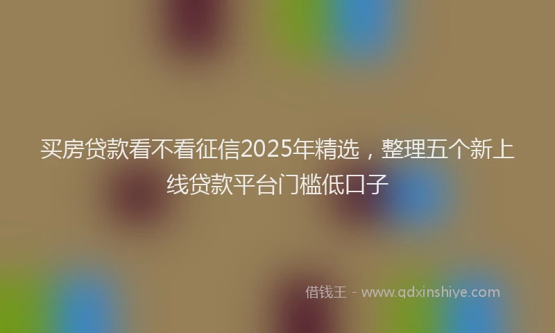 买房贷款看不看征信2025年精选，整理五个新上线贷款平台门槛低口子