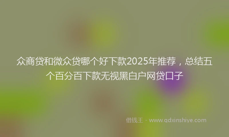 众商贷和微众贷哪个好下款2025年推荐，总结五个百分百下款无视黑白户网贷口子