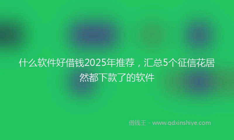 什么软件好借钱2025年推荐，汇总5个征信花居然都下款了的软件