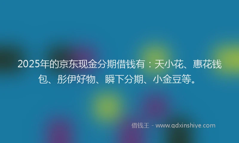 2025年的京东现金分期借钱有：天小花、惠花钱包、彤伊好物、瞬下分期、小金豆等。