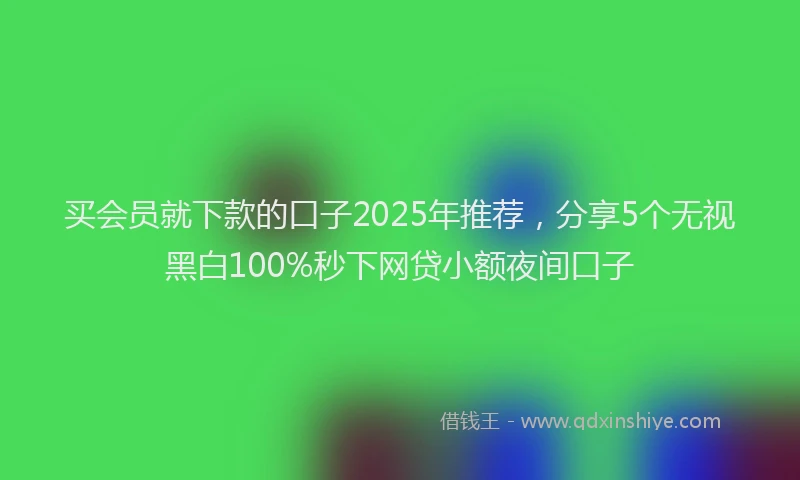 买会员就下款的口子2025年推荐，分享5个无视黑白100%秒下网贷小额夜间口子