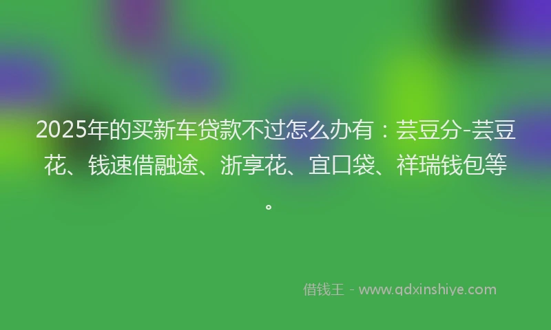 2025年的买新车贷款不过怎么办有：芸豆分-芸豆花、钱速借融途、浙享花、宜口袋、祥瑞钱包等。