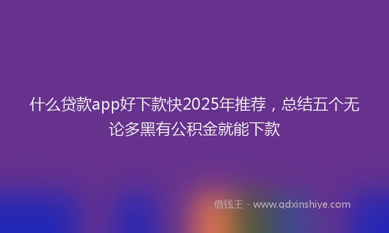什么贷款app好下款快2025年推荐，总结五个无论多黑有公积金就能下款