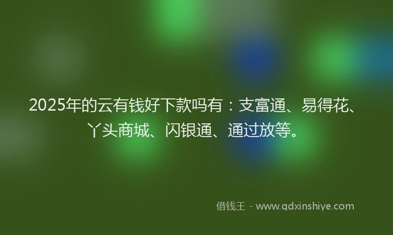 2025年的云有钱好下款吗有：支富通、易得花、丫头商城、闪银通、通过放等。