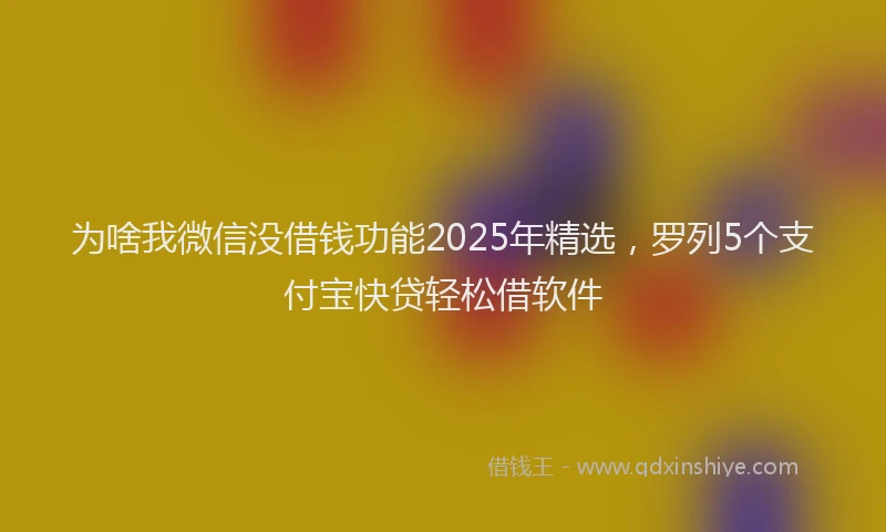为啥我微信没借钱功能2025年精选，罗列5个支付宝快贷轻松借软件