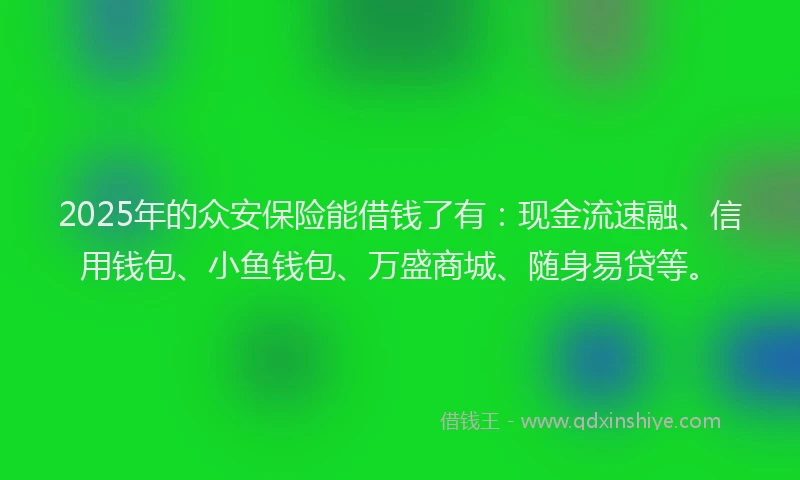 2025年的众安保险能借钱了有：现金流速融、信用钱包、小鱼钱包、万盛商城、随身易贷等。