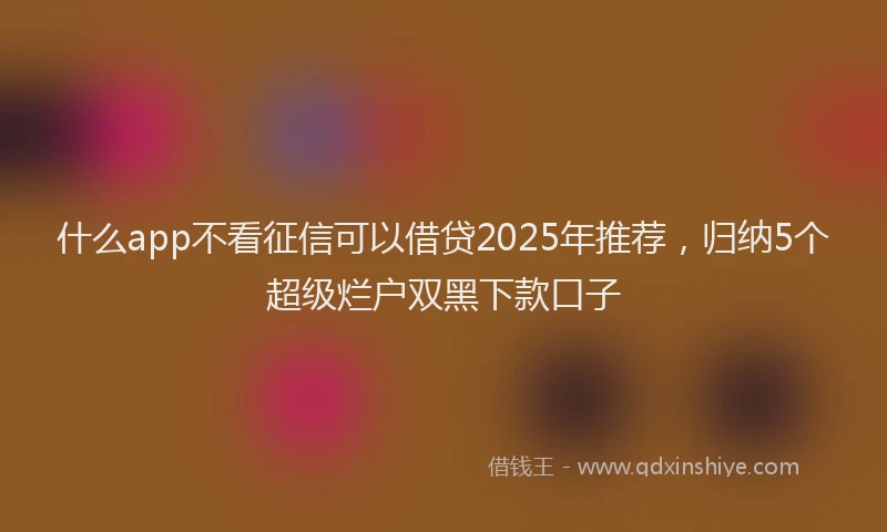什么app不看征信可以借贷2025年推荐，归纳5个超级烂户双黑下款口子