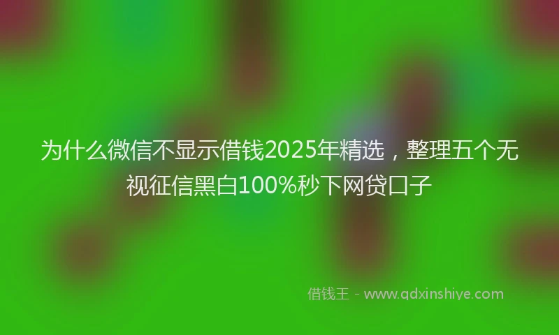 为什么微信不显示借钱2025年精选，整理五个无视征信黑白100%秒下网贷口子