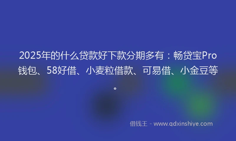 2025年的什么贷款好下款分期多有：畅贷宝Pro钱包、58好借、小麦粒借款、可易借、小金豆等。