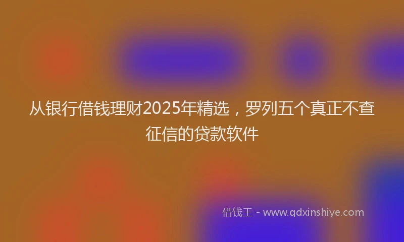 从银行借钱理财2025年精选，罗列五个真正不查征信的贷款软件