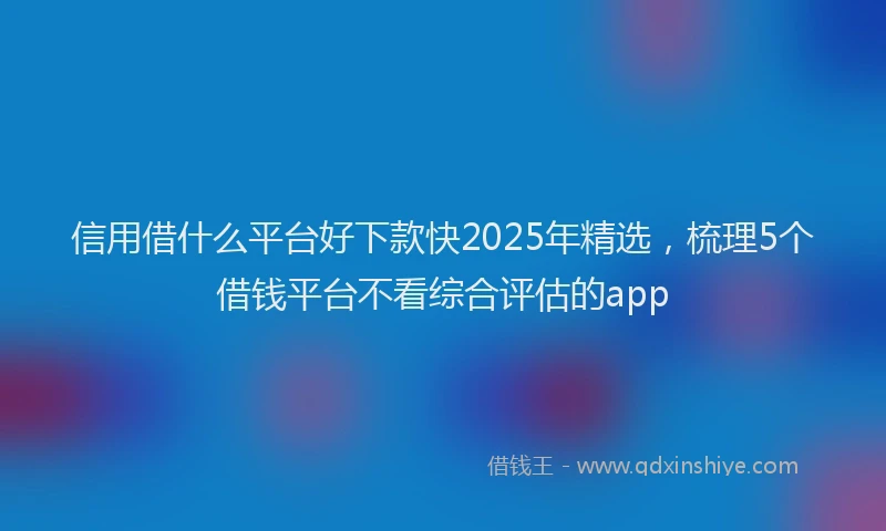 信用借什么平台好下款快2025年精选，梳理5个借钱平台不看综合评估的app