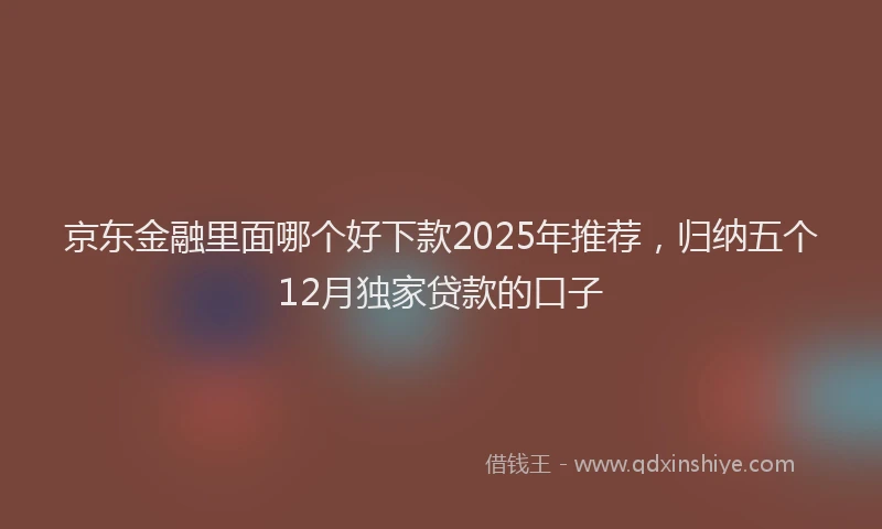 京东金融里面哪个好下款2025年推荐,归纳五个12月独家贷款的口子