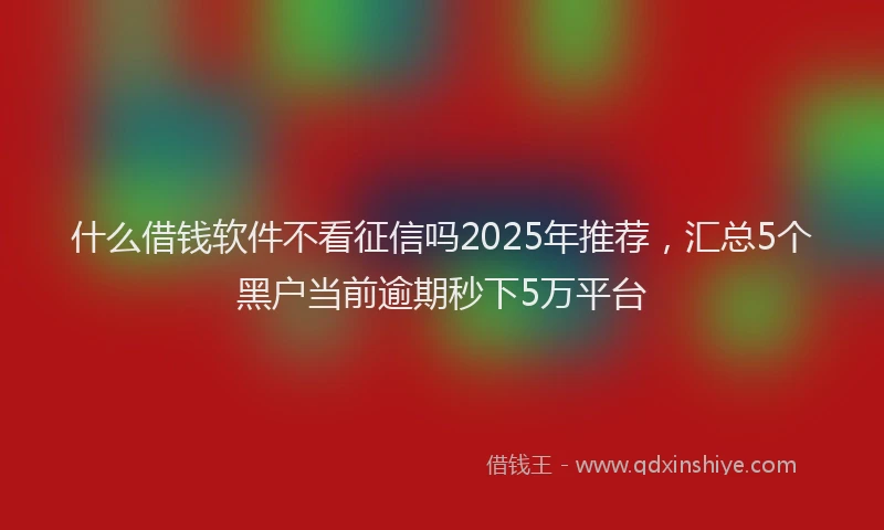 什么借钱软件不看征信吗2025年推荐，汇总5个黑户当前逾期秒下5万平台