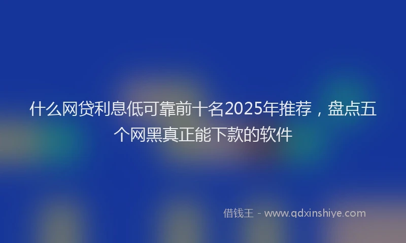什么网贷利息低可靠前十名2025年推荐，盘点五个网黑真正能下款的软件