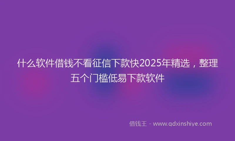 什么软件借钱不看征信下款快2025年精选，整理五个门槛低易下款软件