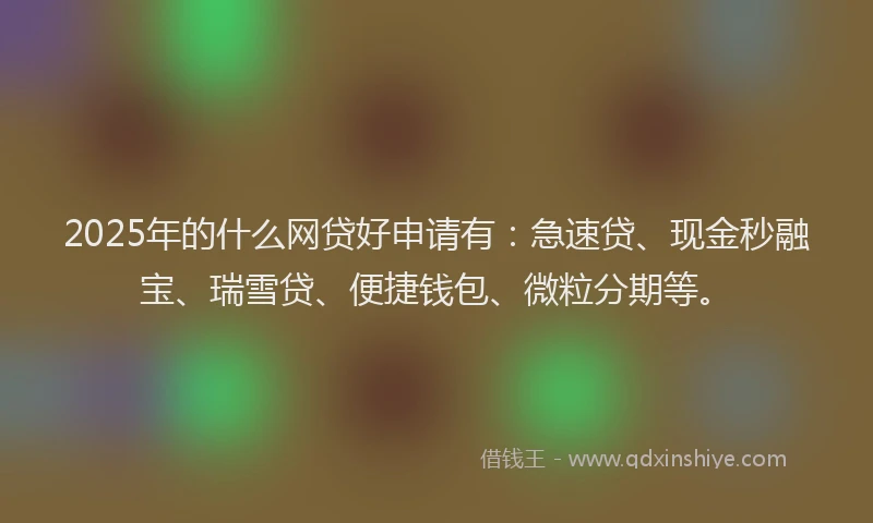 2025年的什么网贷好申请有：急速贷、现金秒融宝、瑞雪贷、便捷钱包、微粒分期等。