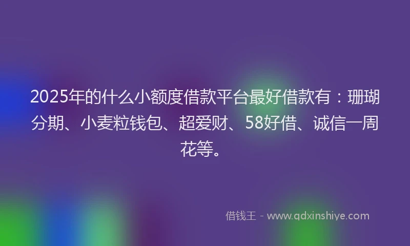 2025年的什么小额度借款平台最好借款有:珊瑚分期、小麦粒钱包、超爱财、58好借、诚信一周花等。