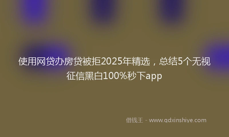 使用网贷办房贷被拒2025年精选，总结5个无视征信黑白100%秒下app