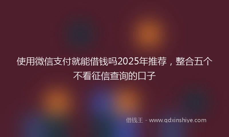 使用微信支付就能借钱吗2025年推荐，整合五个不看征信查询的口子