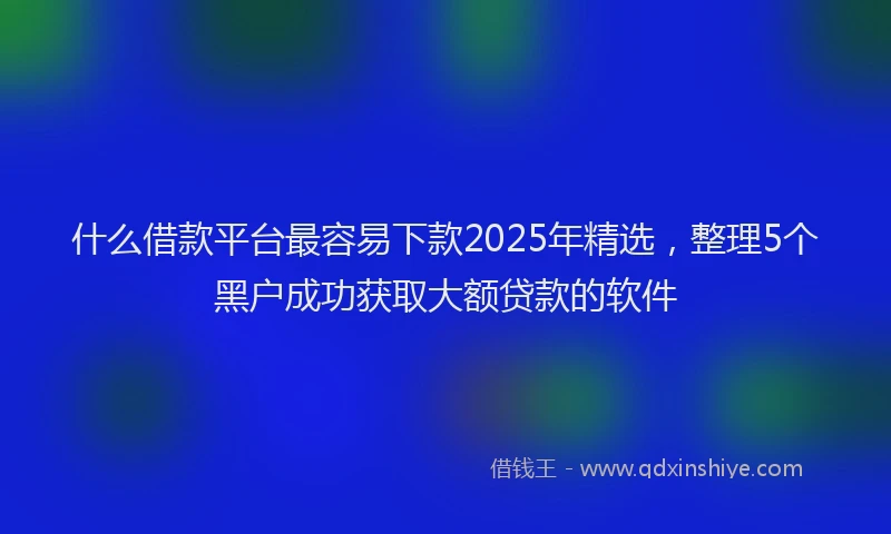 什么借款平台最容易下款2025年精选，整理5个黑户成功获取大额贷款的软件