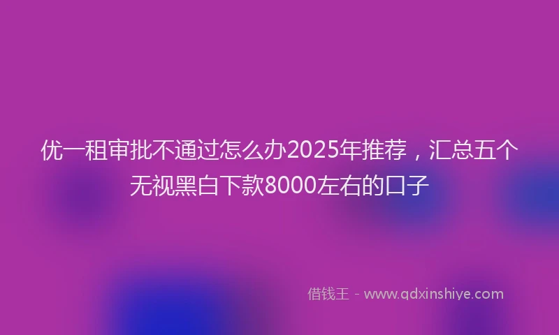 优一租审批不通过怎么办2025年推荐，汇总五个无视黑白下款8000左右的口子