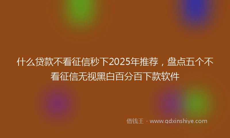 什么贷款不看征信秒下2025年推荐，盘点五个不看征信无视黑白百分百下款软件