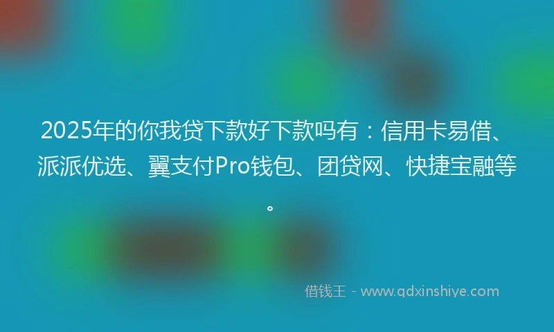 2025年的你我贷下款好下款吗有：信用卡易借、派派优选、翼支付Pro钱包、团贷网、快捷宝融等。