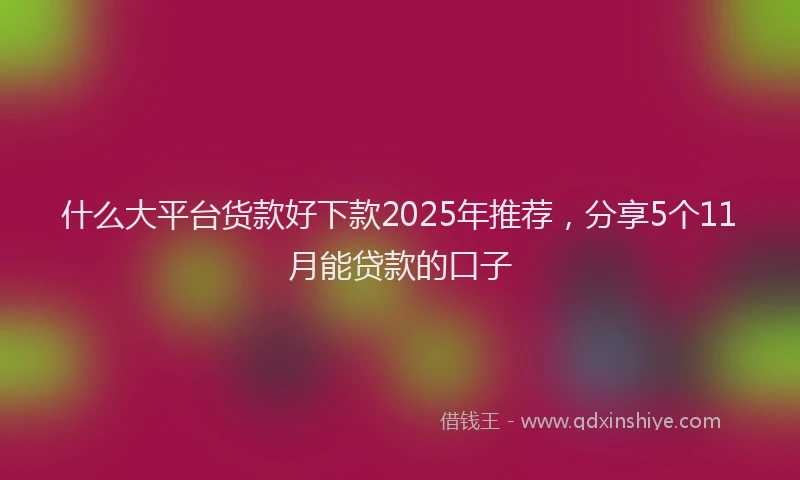 什么大平台货款好下款2025年推荐，分享5个11月能贷款的口子