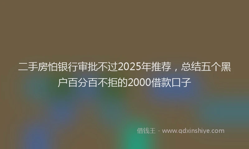 二手房怕银行审批不过2025年推荐，总结五个黑户百分百不拒的2000借款口子