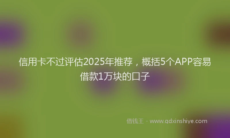 信用卡不过评估2025年推荐，概括5个APP容易借款1万块的口子