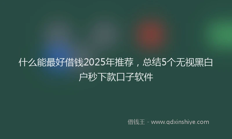什么能最好借钱2025年推荐，总结5个无视黑白户秒下款口子软件