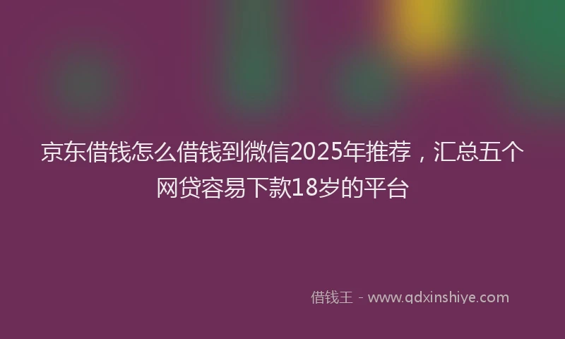 京东借钱怎么借钱到微信2025年推荐，汇总五个网贷容易下款18岁的平台