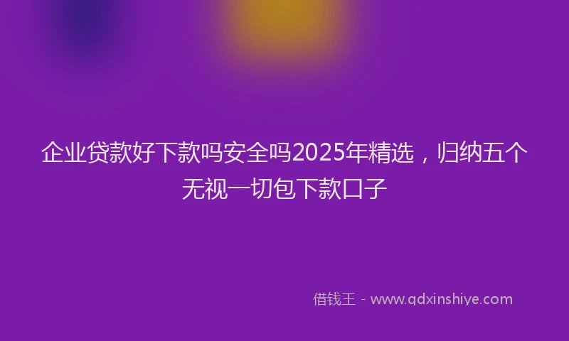 企业贷款好下款吗安全吗2025年精选,归纳五个无视一切包下款口子