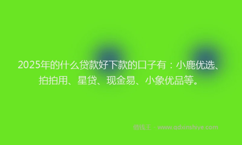 2025年的什么贷款好下款的口子有：小鹿优选、拍拍用、星贷、现金易、小象优品等。
