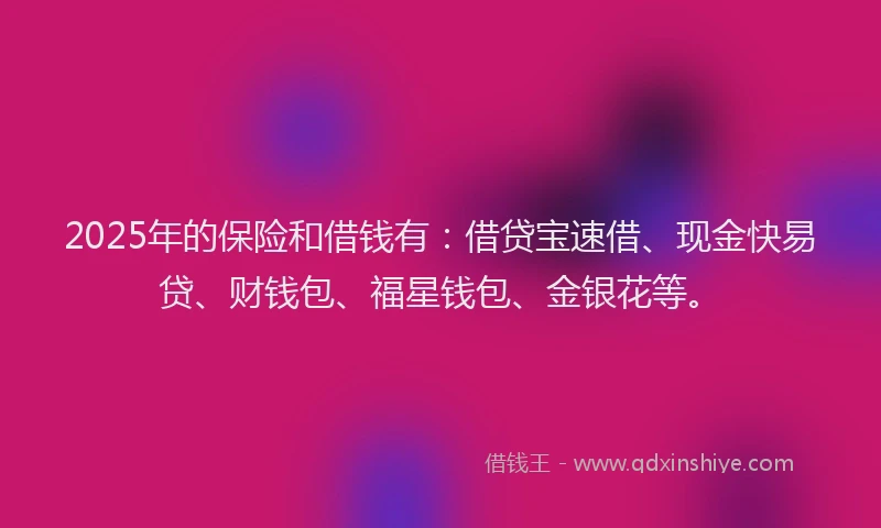 2025年的保险和借钱有：借贷宝速借、现金快易贷、财钱包、福星钱包、金银花等。