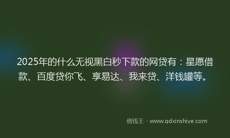 2025年的什么无视黑白秒下款的网贷有：星愿借款、百度贷你飞、享易达、我来贷、洋钱罐等。
