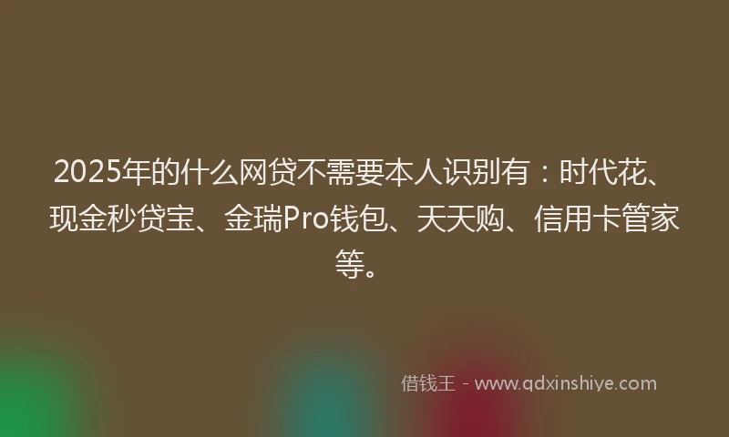 2025年的什么网贷不需要本人识别有：时代花、现金秒贷宝、金瑞Pro钱包、天天购、信用卡管家等。