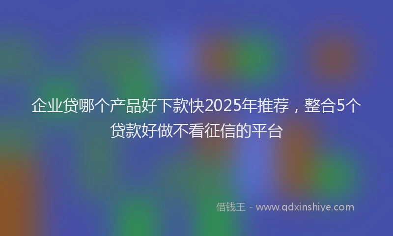 企业贷哪个产品好下款快2025年推荐，整合5个贷款好做不看征信的平台