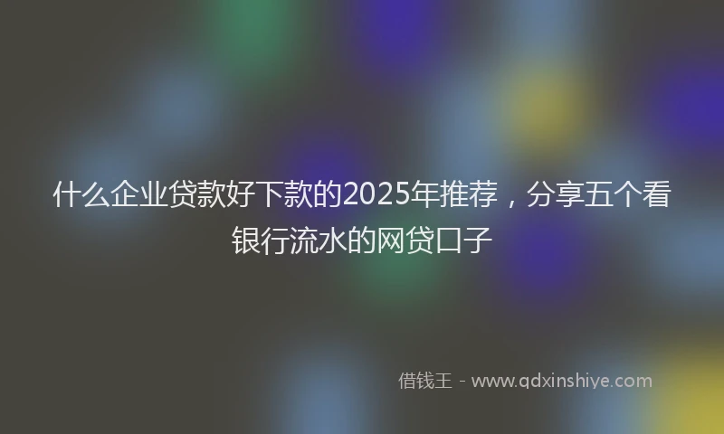什么企业贷款好下款的2025年推荐，分享五个看银行流水的网贷口子