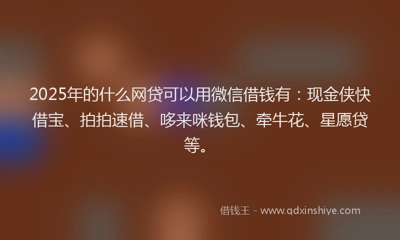 2025年的什么网贷可以用微信借钱有：现金侠快借宝、拍拍速借、哆来咪钱包、牵牛花、星愿贷等。