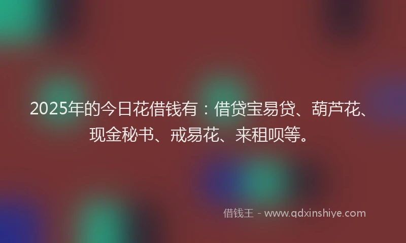 2025年的今日花借钱有：借贷宝易贷、葫芦花、现金秘书、戒易花、来租呗等。