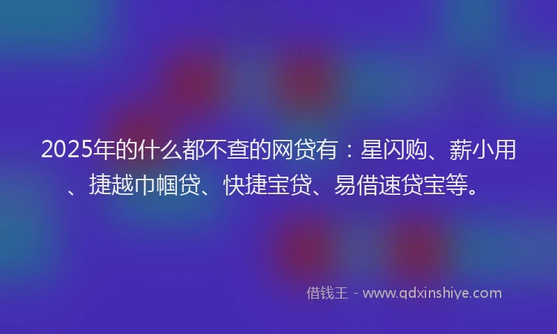 2025年的什么都不查的网贷有：星闪购、薪小用、捷越巾帼贷、快捷宝贷、易借速贷宝等。