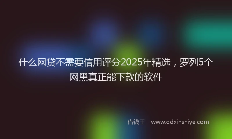 什么网贷不需要信用评分2025年精选，罗列5个网黑真正能下款的软件