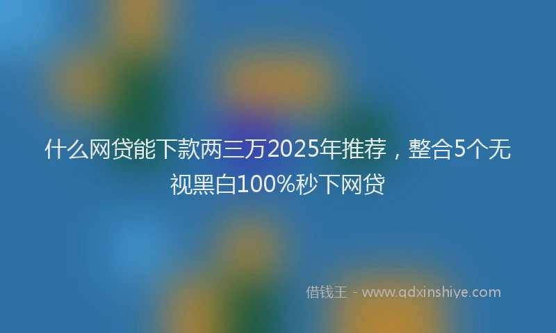 什么网贷能下款两三万2025年推荐,整合5个无视黑白100%秒下网贷