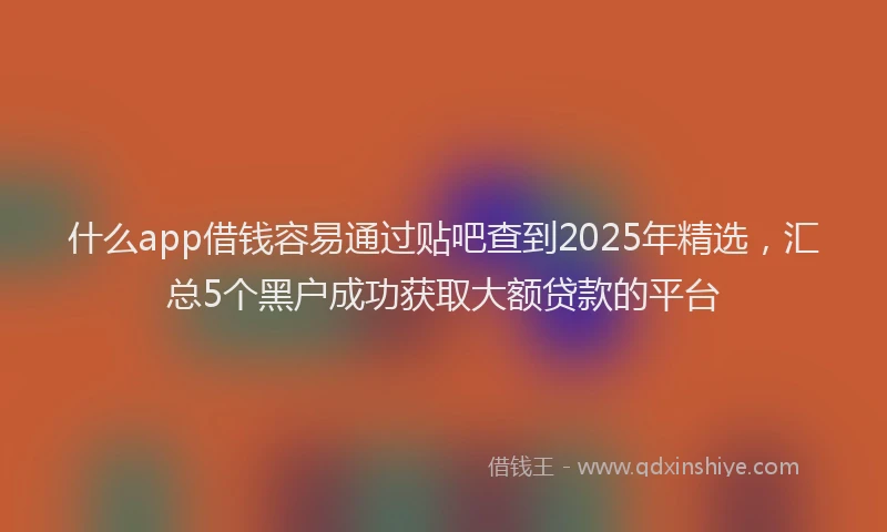 什么app借钱容易通过贴吧查到2025年精选,汇总5个黑户成功获取大额贷款的平台