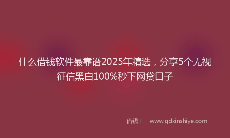 什么借钱软件最靠谱2025年精选，分享5个无视征信黑白100%秒下网贷口子