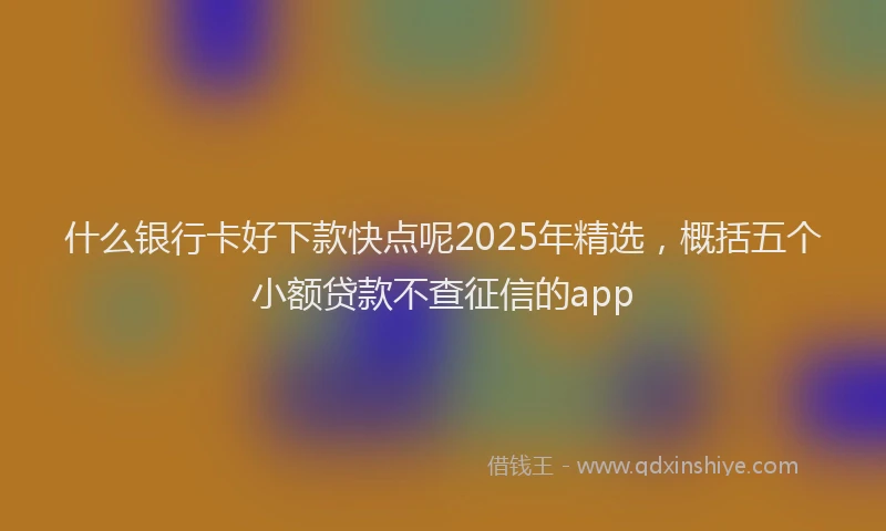什么银行卡好下款快点呢2025年精选，概括五个小额贷款不查征信的app