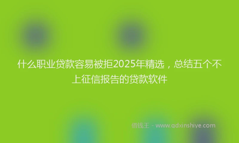 什么职业贷款容易被拒2025年精选，总结五个不上征信报告的贷款软件